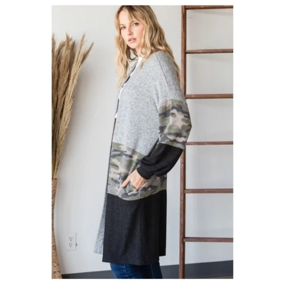 🔥$5🔥CAMO PRINT CARDIGAN-OPEN FRONT-NEW - Picture 3 of 5